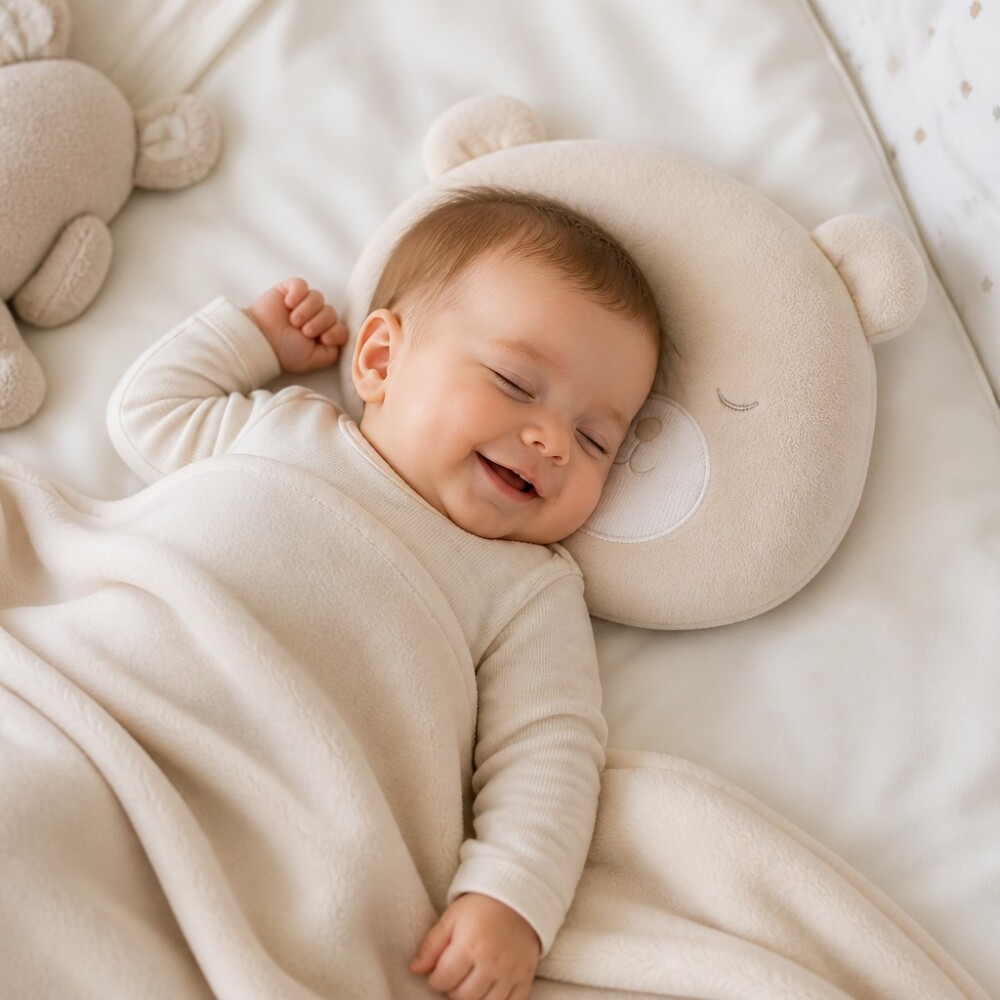 Set almohada y manta bebe BUBA beige