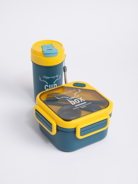 Set lunchera con vaso Amarillo Y Azul