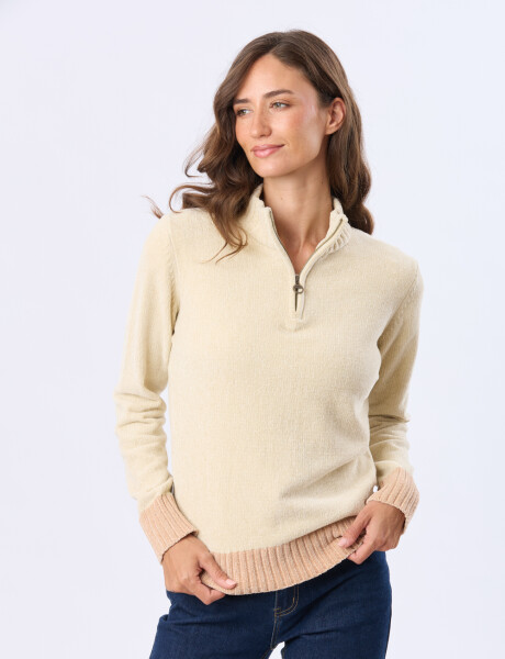 BUZO TEJIDO COMBINADO Beige