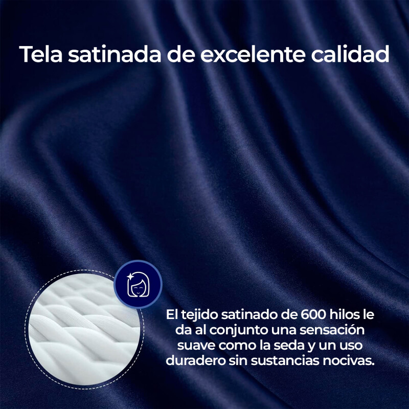 Funda Almohada De Satín Satén Tipo Seda Suave Azul