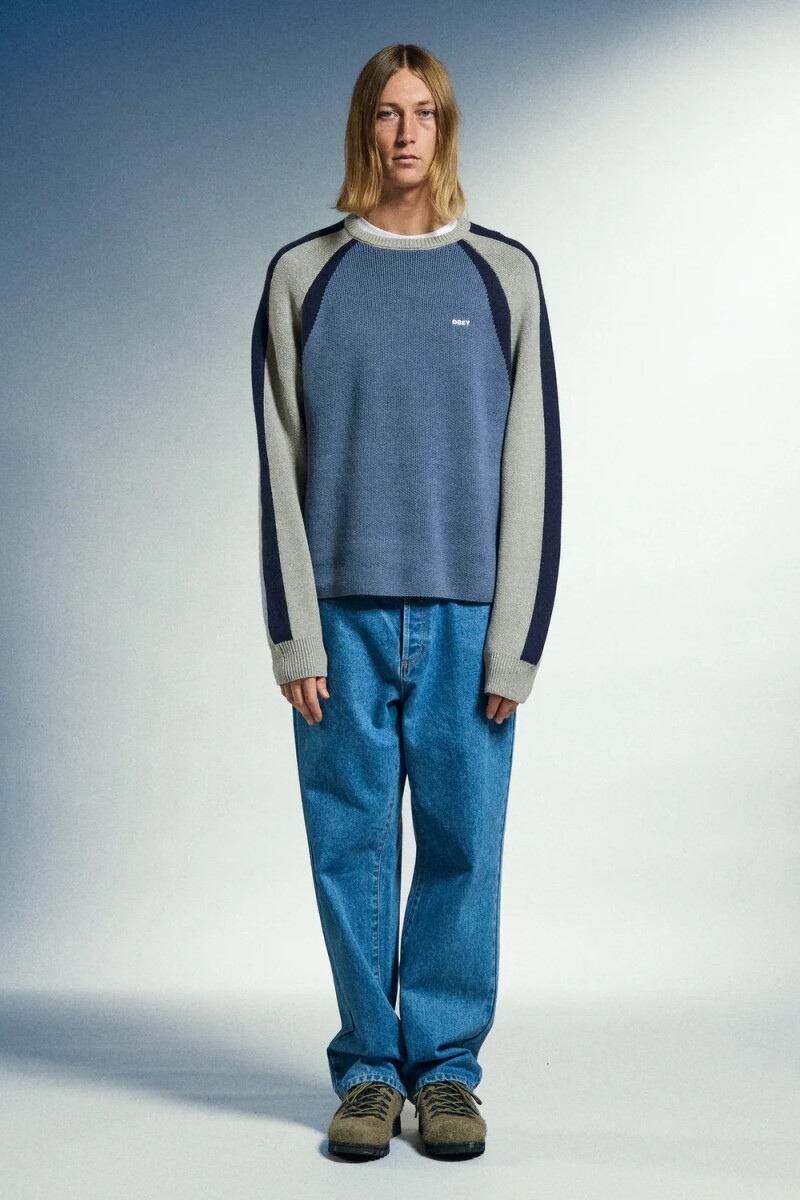 RAGLAN CREW NECK SWEATER Azul