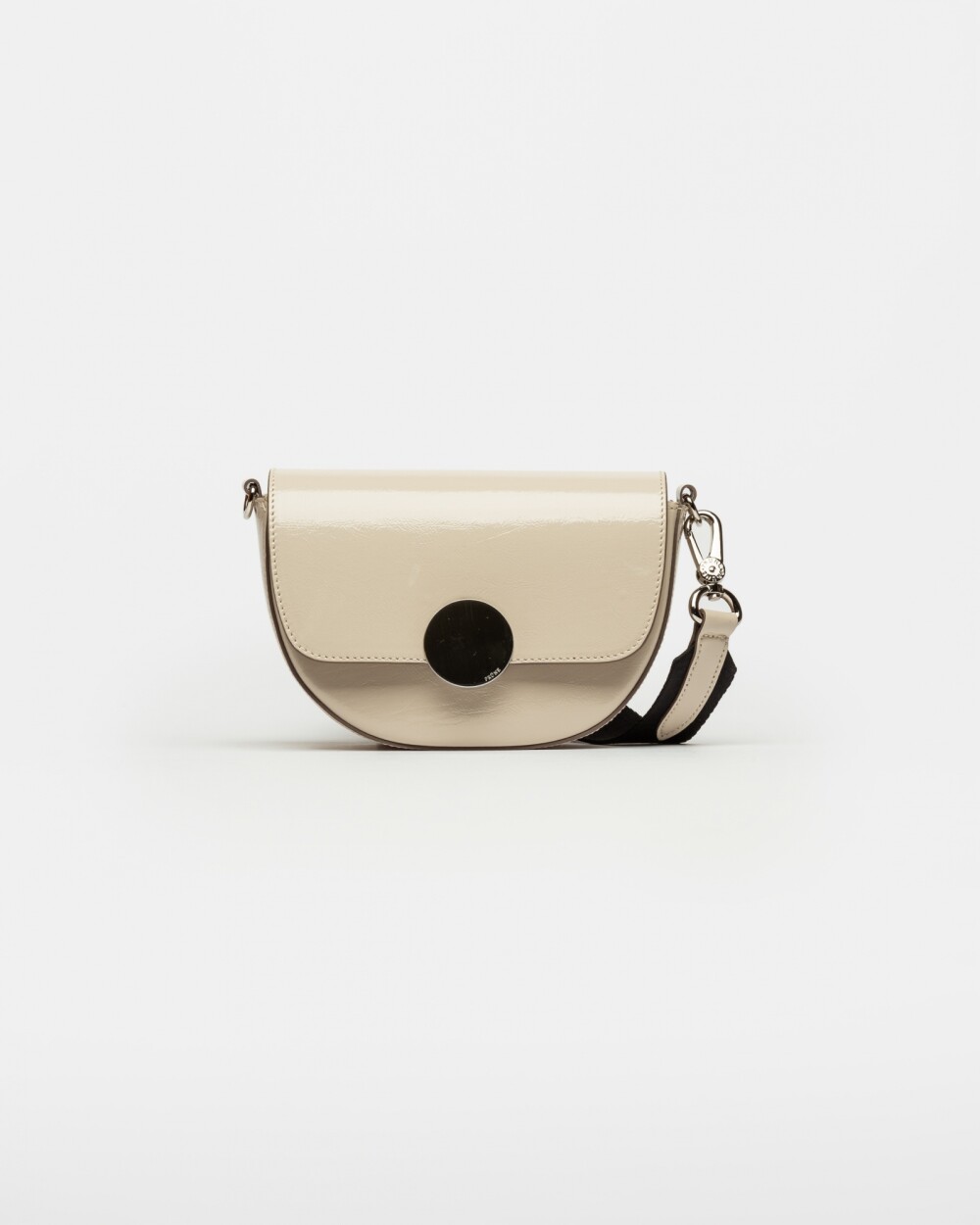 Mini Bag The Circle En Cuero Charol Arrugado Natural
