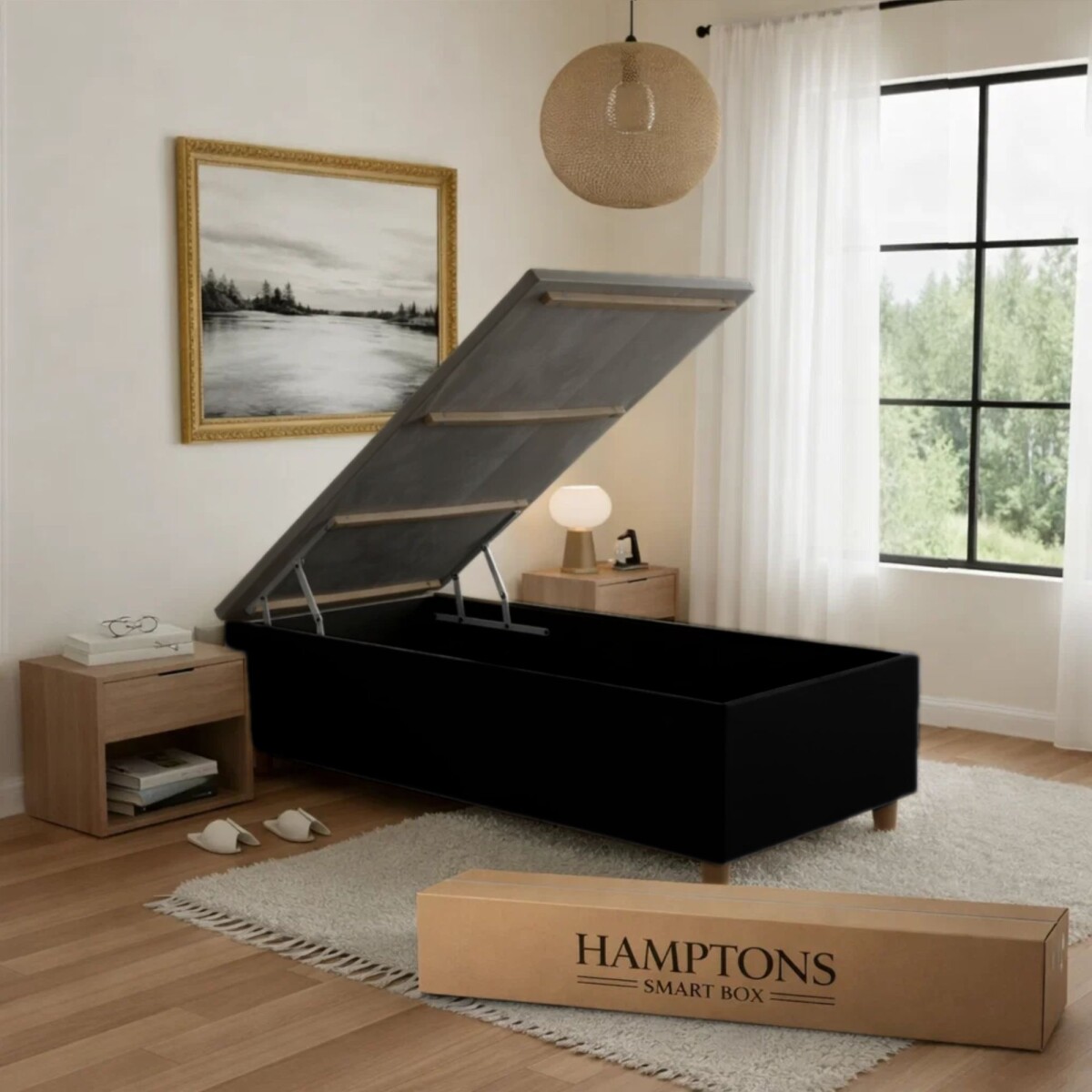 Box Baúl Sommier Plaza y Media THM Smartbox - Negro 