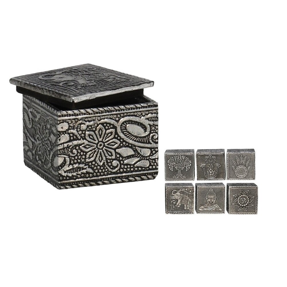 Caja Mdf Decorada Silver 6Std 5x5x4.2Cm CAJA MDF DECORADA SILVER 6STD 5X5X4.2CM