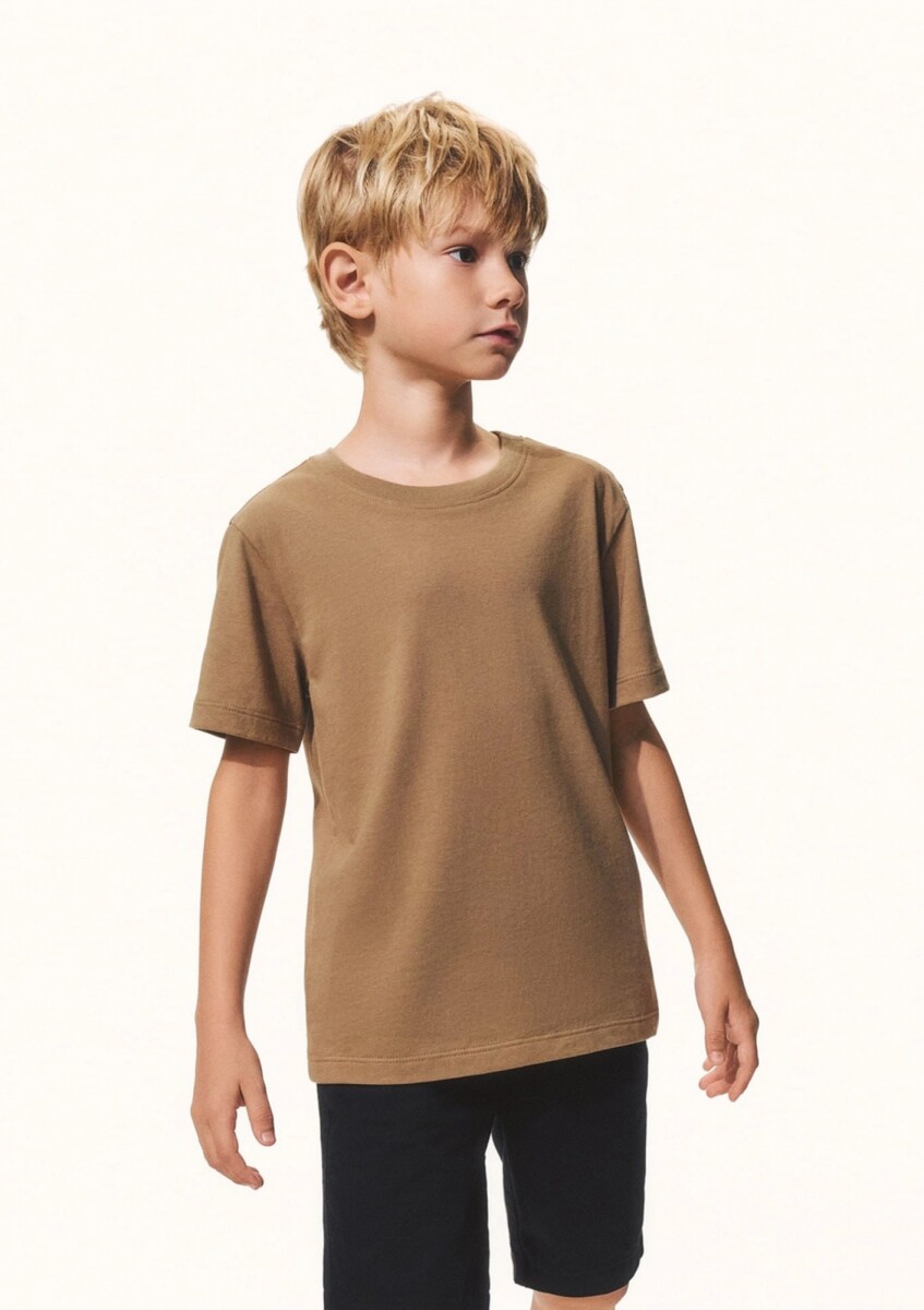 CAMISETA BÁSICA UNISSEX INFANTIL MANGA - MARRÓN 