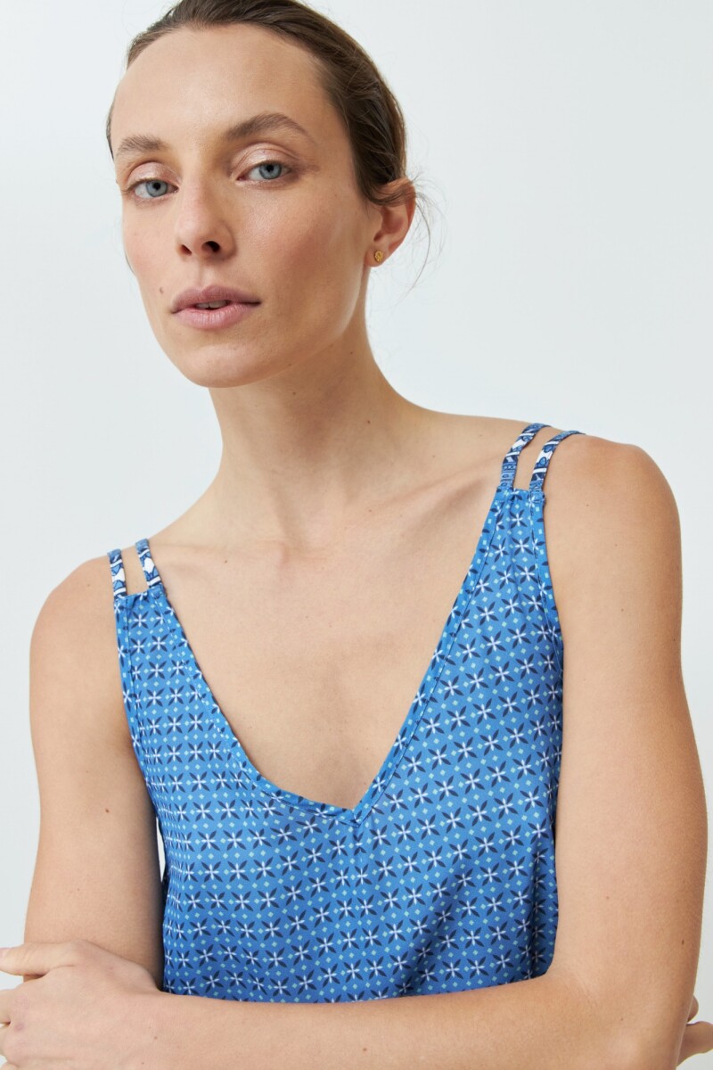 Top bretel fino estampado azul