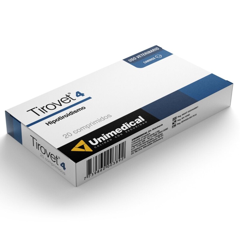 TIROVET 4 LEVOTIROXINA 0.4 MGS CAJA 20 COMPRIMIDOS TIROVET 4 LEVOTIROXINA 0.4 MGS CAJA 20 COMPRIMIDOS