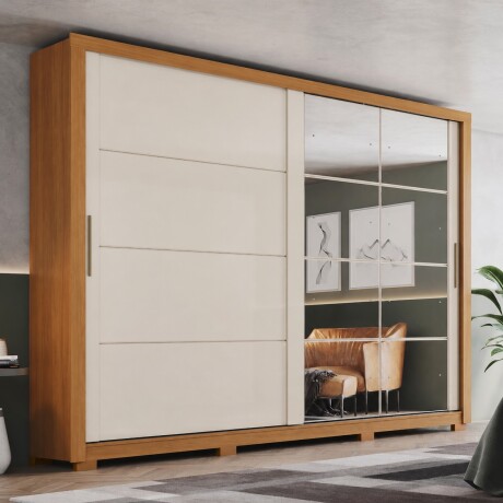 ROPERO PALACE 2 PUERTAS 4 CAJONES INTERNOS 2 ESPEJOS GUARDARROPA CLOSET ARMARIO OFF WHITE