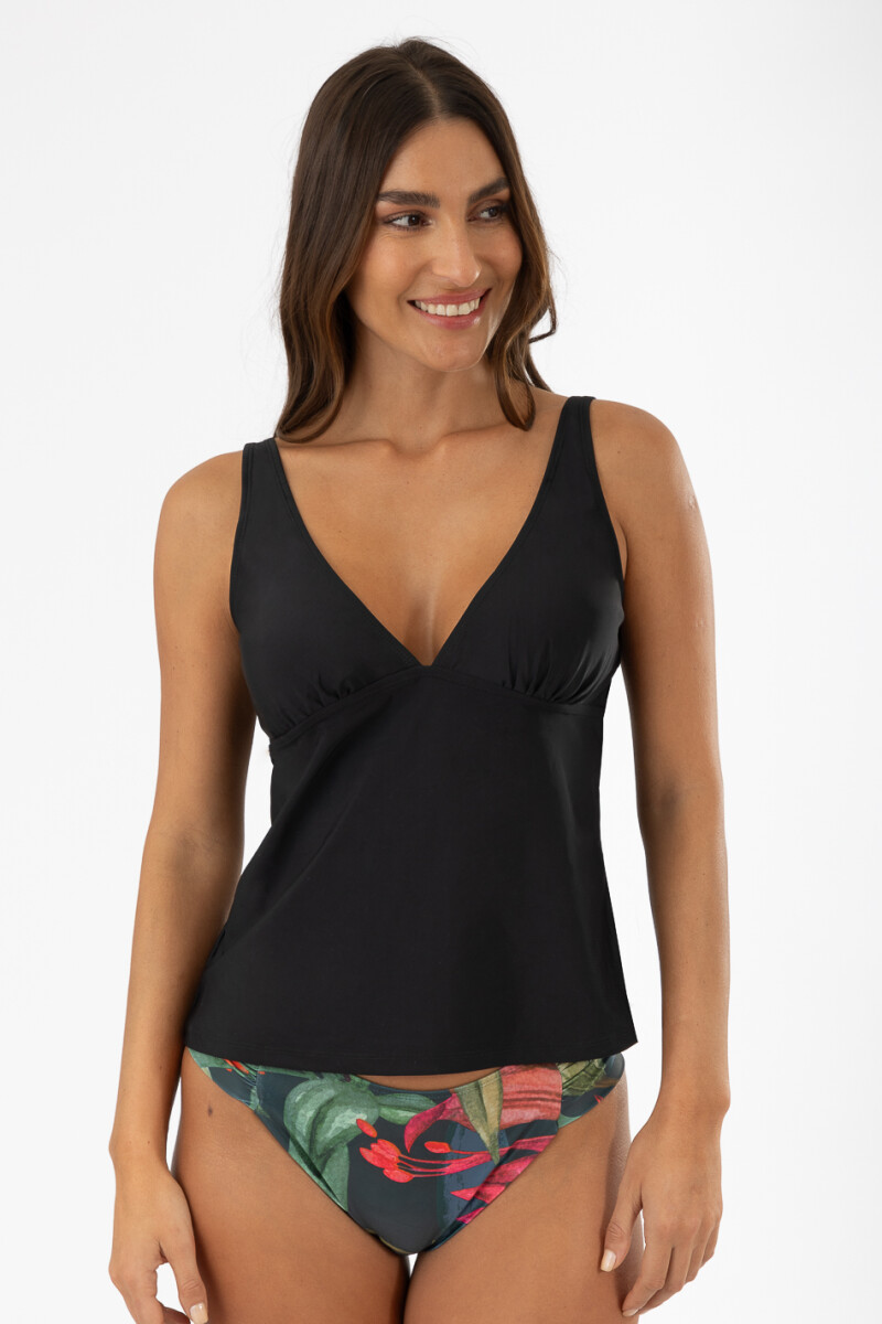 Tank julia evasé liso Negro