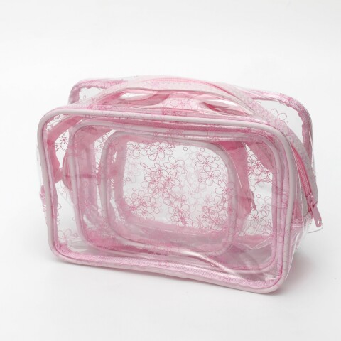 SET DE 3 BOLSAS DE MAQUILLAJE TRANSPARENTES (FLOR DE CEREZO) SET DE 3 BOLSAS DE MAQUILLAJE TRANSPARENTES (FLOR DE CEREZO)