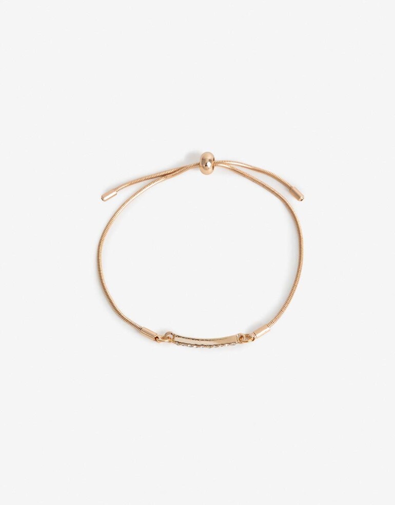 Pulseras Flexibles Strass Pulsera Flexible De Metal Y Strass - Dorado