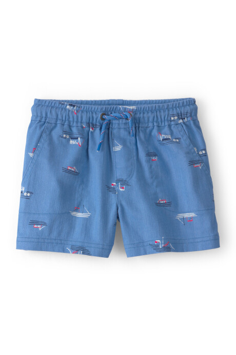 Short de sarga, azul, diseño barcos Short de sarga, azul, diseño barcos