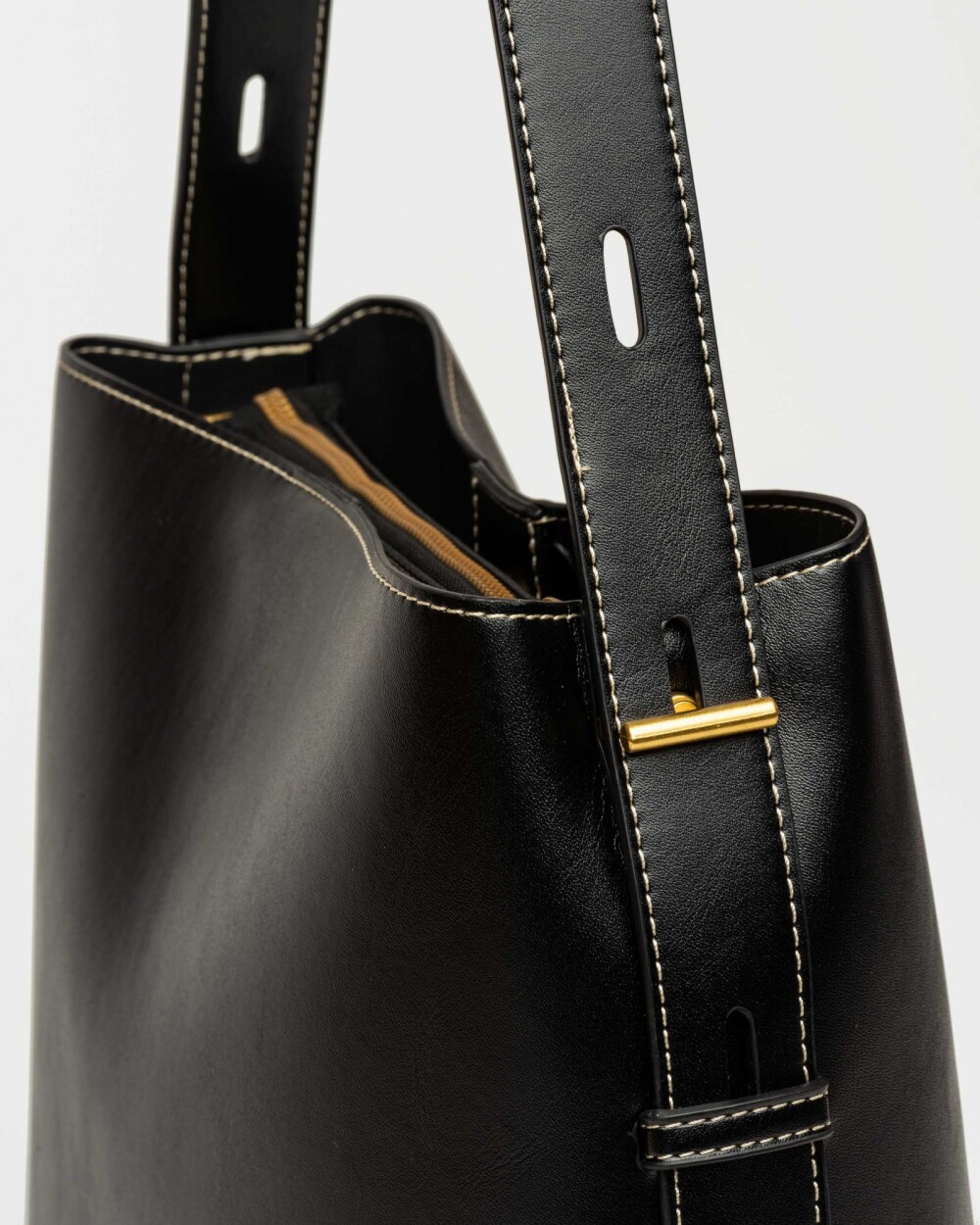 Bolso The Lock en efecto cuero liso Negro