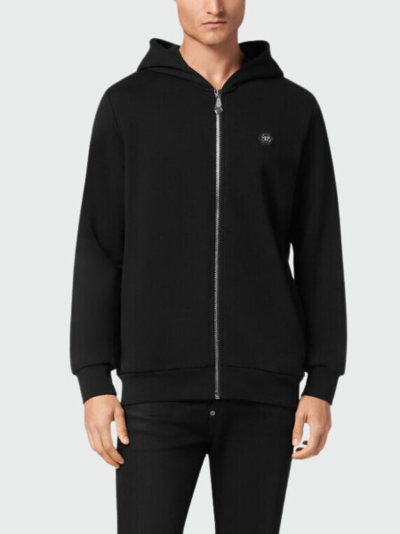 PHILIPP PLEIN - sudadera negra con capucha y calavera de strass Negro