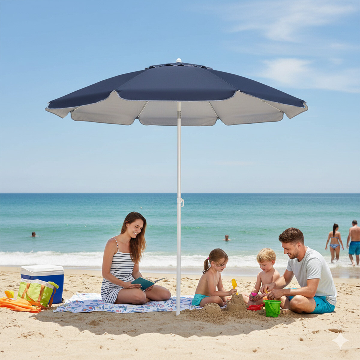 Sombrilla para Playa UV Bel 100 x 160 cm - AZUL MARINO 