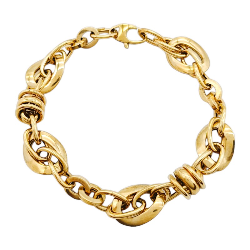 Pulsera Eslabones Alterna-Oro bajo-Sin Piedra-PU8003 sinpiedra
