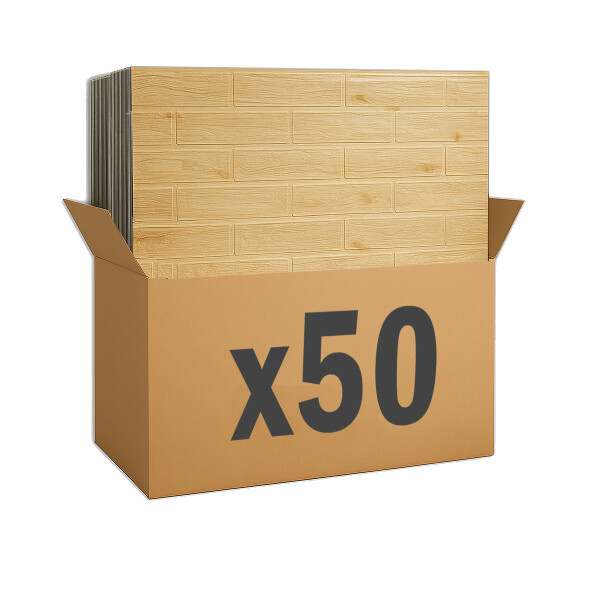 Panel Revestimiento Placa Pared Autoadhesiva Pack x50 Madera clara