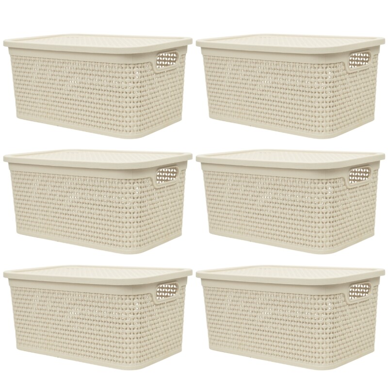 Set x6 Caja simil ratán 7,5 lts BEIGE