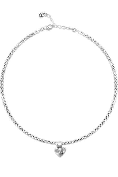 COLLAR DE ALEACIÓN DE METALES BAÑADO EN PLATA DE LEY CON DETALLE DE CORAZÓN Colgante