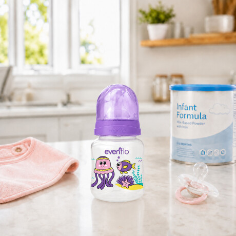 Mamadera Evenflo Acuario Bebés 0-3M 120Ml Tetina Flujo Lento Lila