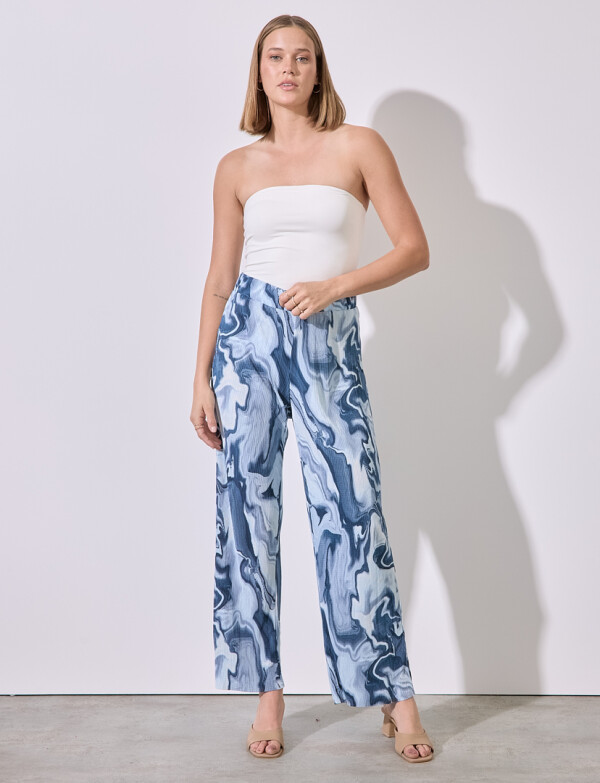 Pantalon Plisado AZUL/MULTI