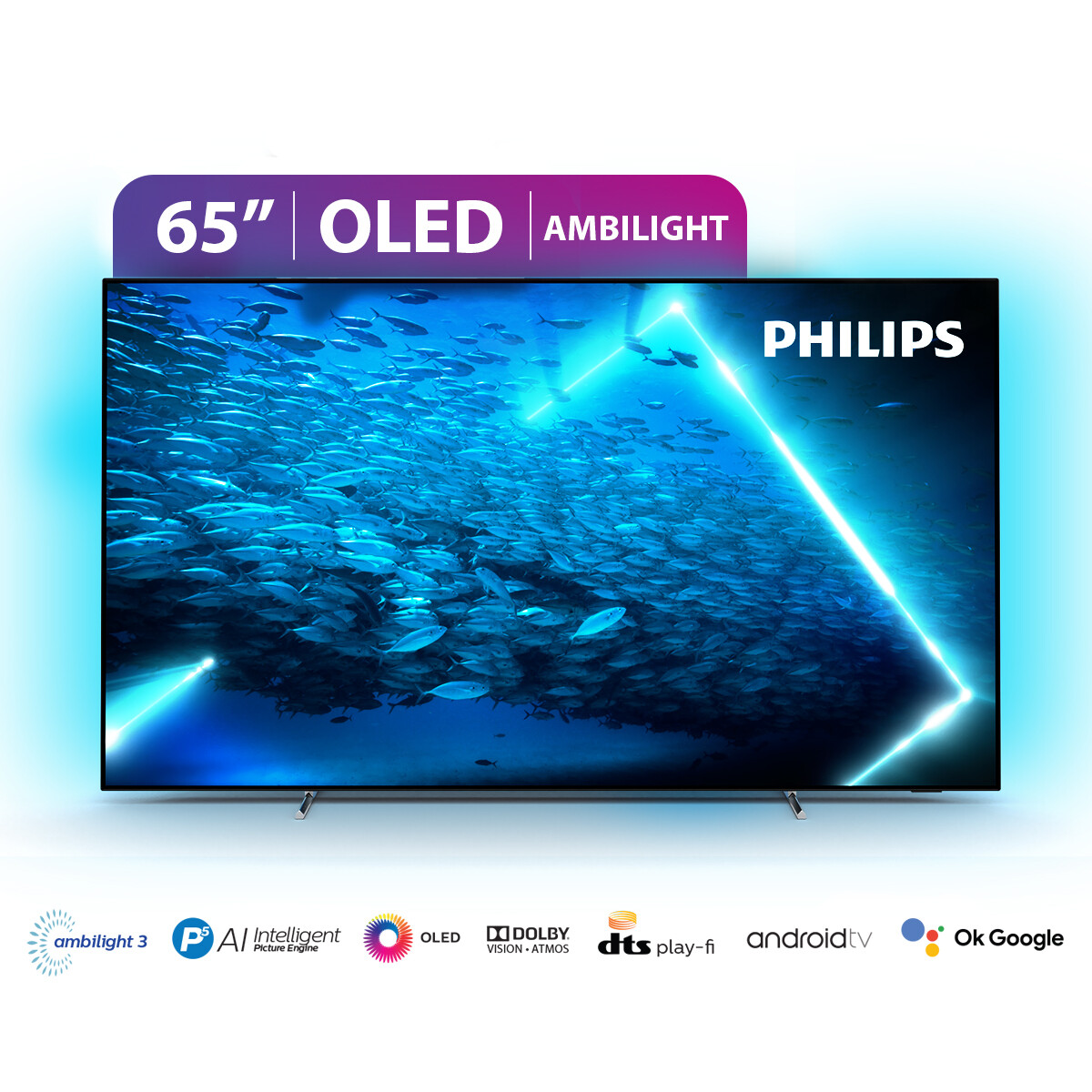Oled Android Tv 65” Philips 4K con Ambilight 