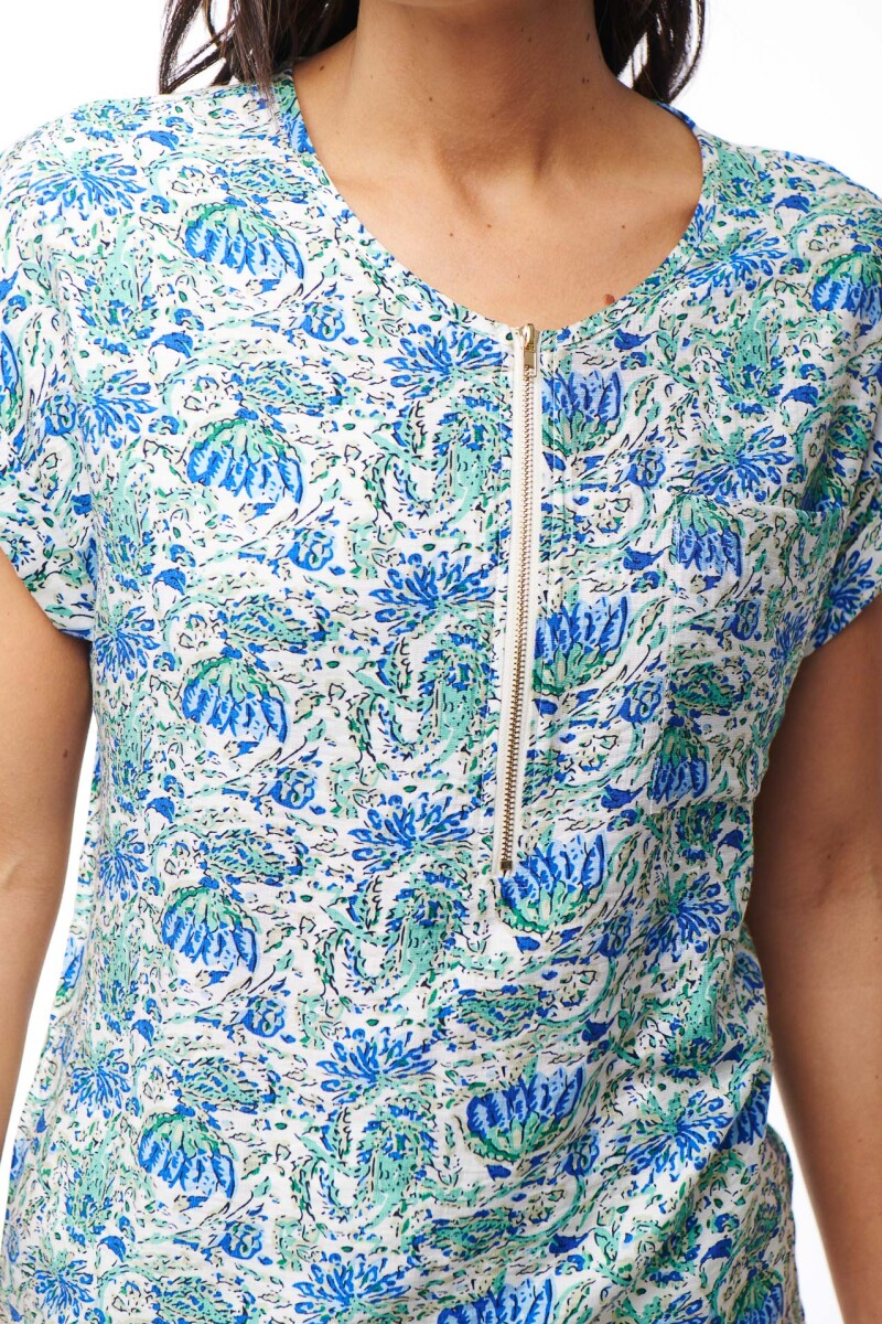BLUSA STELLA ESTAMPADO VERDE Y AZUL