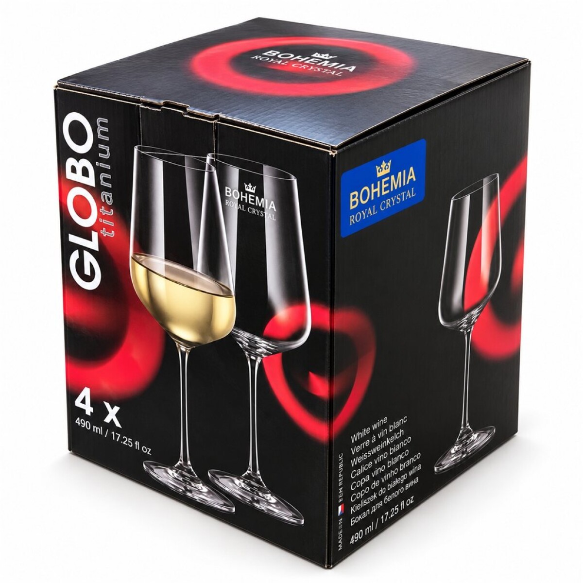 SET 4 COPAS VINO BLANCO 490ML GLOBO BOHEMIA 