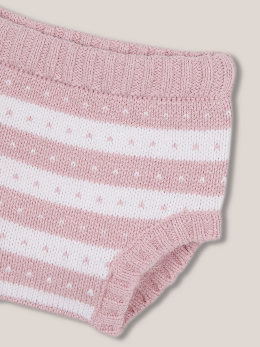 Pantalon De Punto De Rayas Rosado