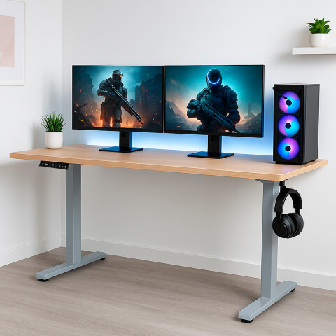 Escritorio Eléctrico Gamer Ergonómico Con Altura Ajustable MARRON