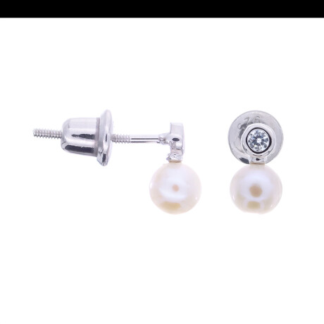 Par de caravanas de plata 925 con circonia y perla de río. Par de caravanas de plata 925 con circonia y perla de río.