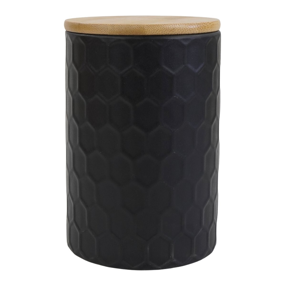 Recipiente de ceramica con tapa de madera 