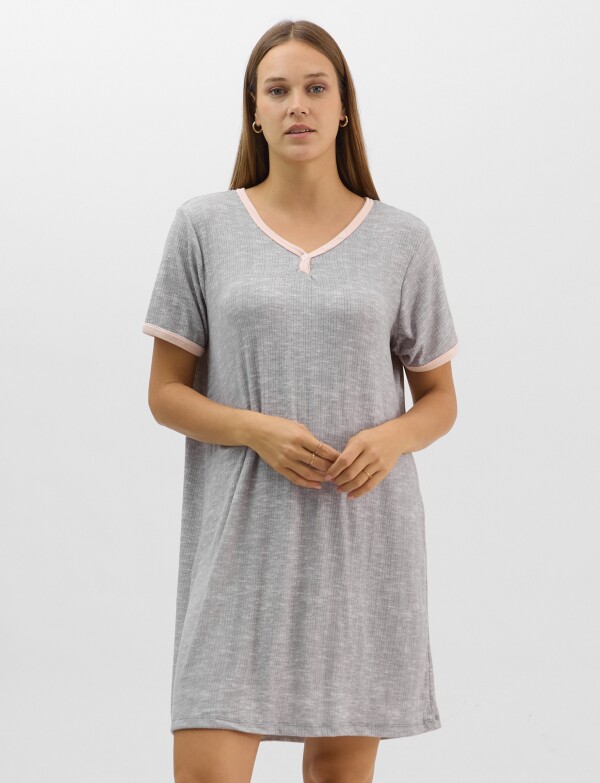 Camisón Con Textura Acanalada GRIS