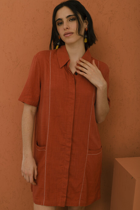 VESTIDO LINO POSITANO BRICK