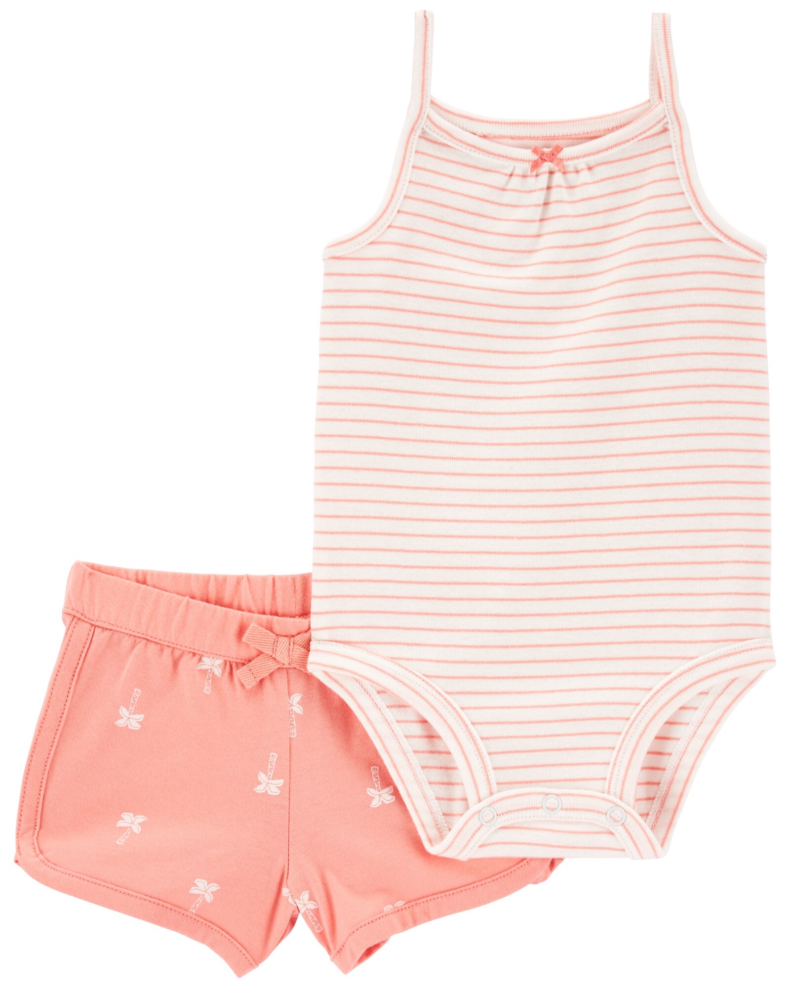 Set dos piezas de algodón, short y body estampados Sin color