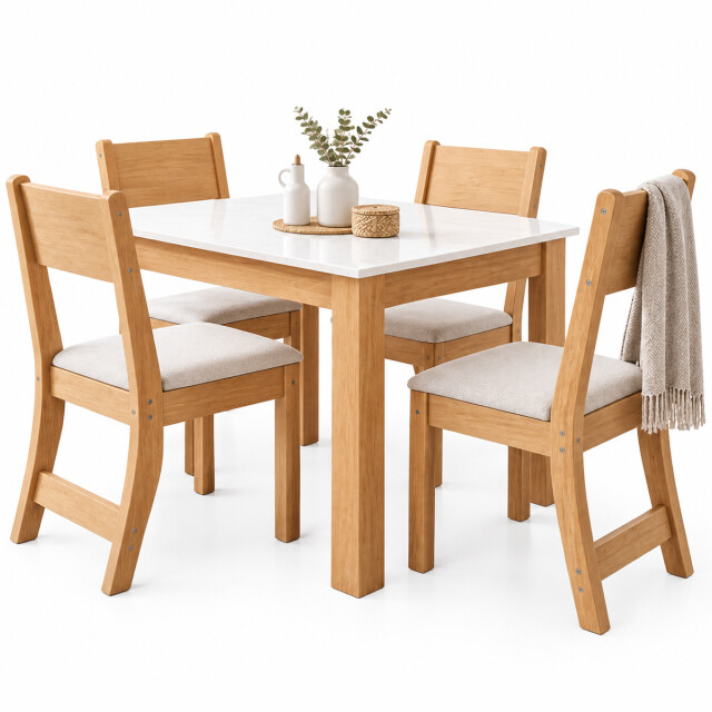 JUEGO DE COMEDOR MESA Y 4 SILLAS CON ASIENTO TAPIZADO JUEGO DE COMEDOR MESA Y 4 SILLAS CON ASIENTO TAPIZADO