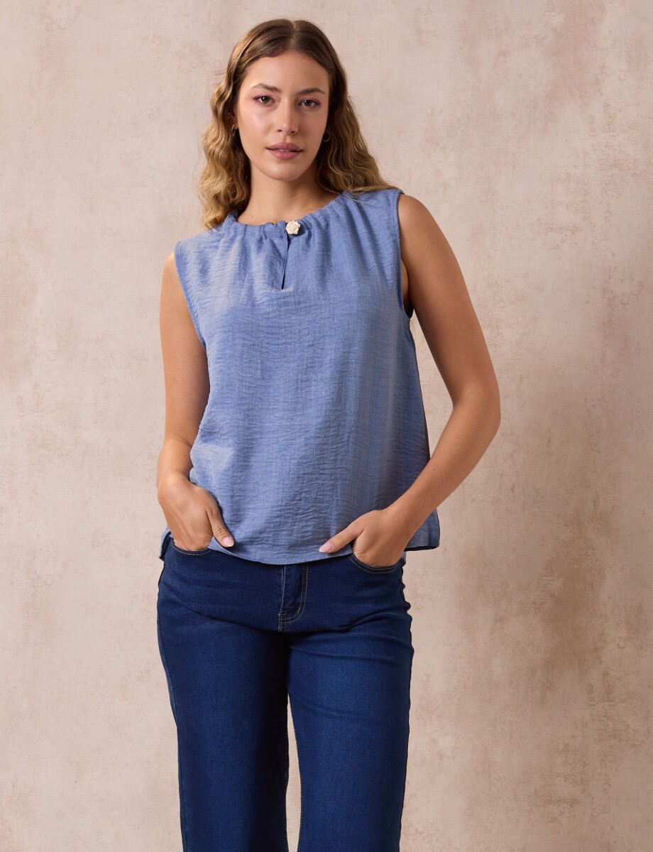 Blusa Keyhole - Azul 