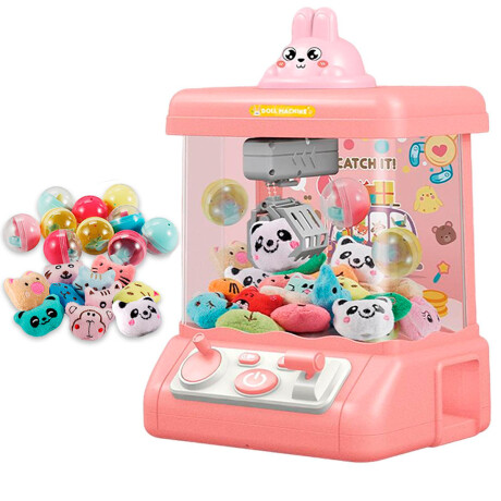 Máquina Infantil Grúa Juguetes Peluches Con Sonido Rosa