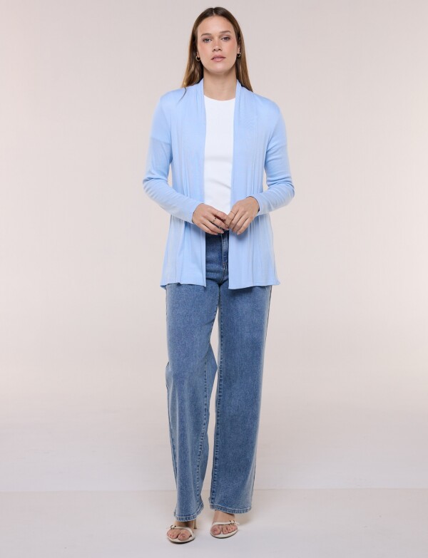 Cardigan De Punto Acanalado CELESTE
