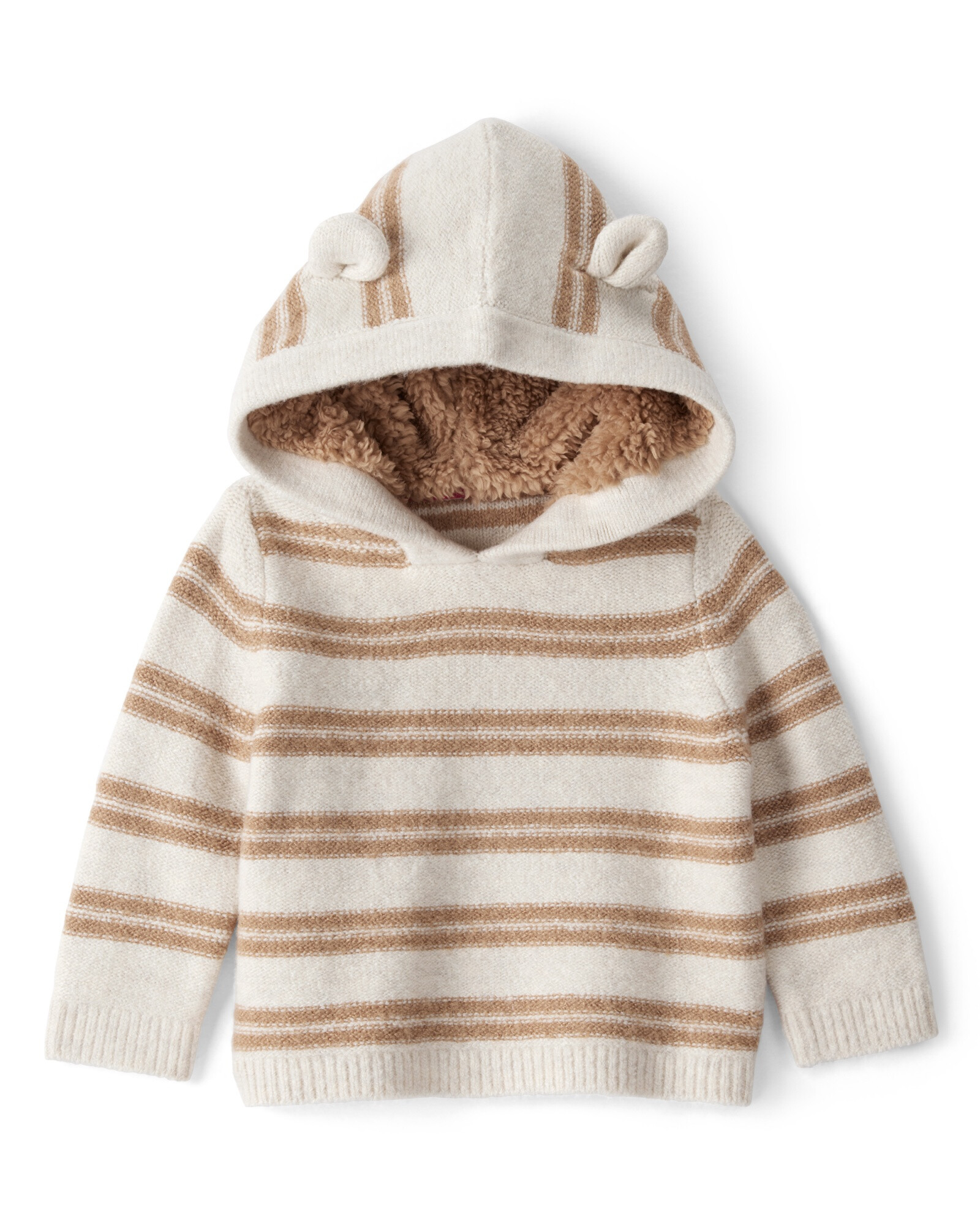 Buzo de punto, con capucha forrada en sherpa y orejas de oso Sin color
