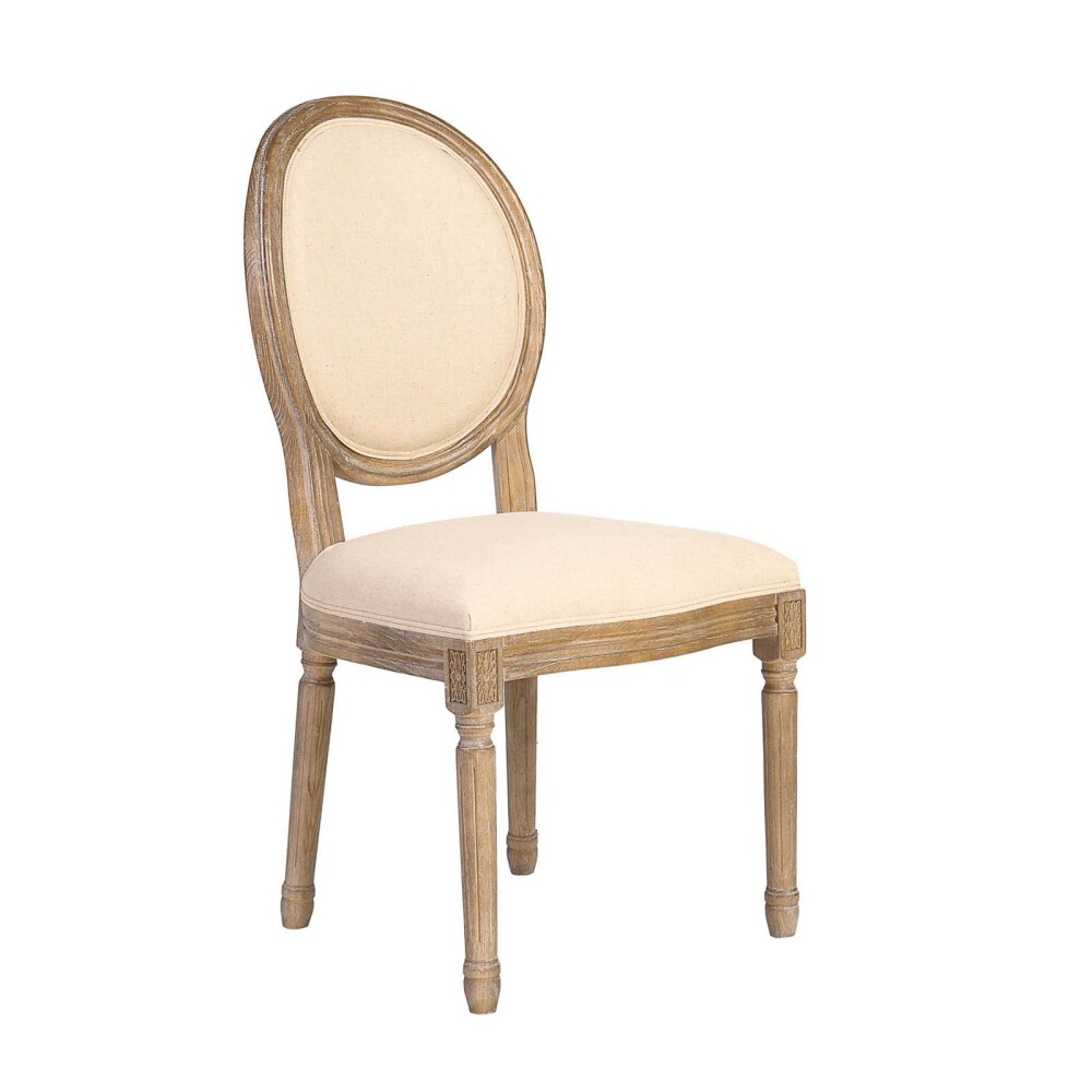 SILLA DE COMEDOR MADERA NATURAL-BEIGE ESTILO LUIS XV