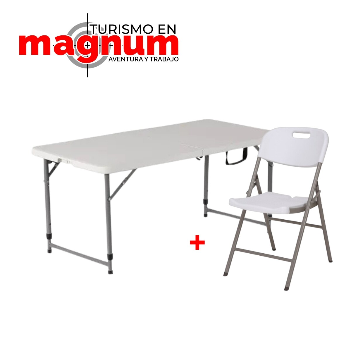 MESA PLEGABLE 122X0.61X0.74CM + SILLA HIERRO 