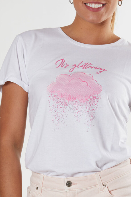 T-SHIRT GLITTER Blanco