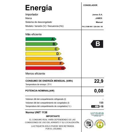 Freezer James Horizontal Frío Húmedo 198 lts FHJ-210 M Inverter Freezer James Horizontal Frío Húmedo 198 lts FHJ-210 M Inverter
