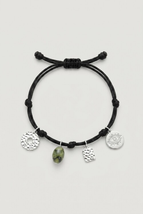 Pulsera cord dijes plateado