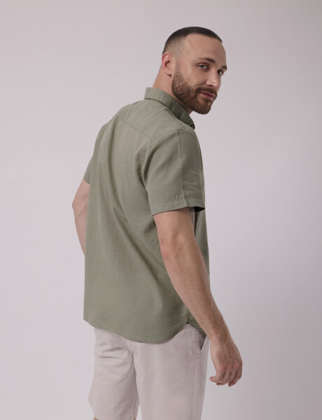 Camisa mc lino lisa verde