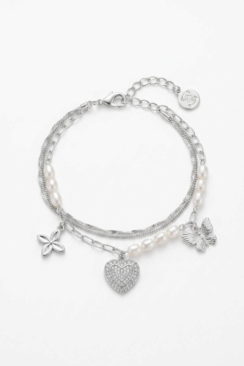 Pulsera cord dije cora y sol plateado