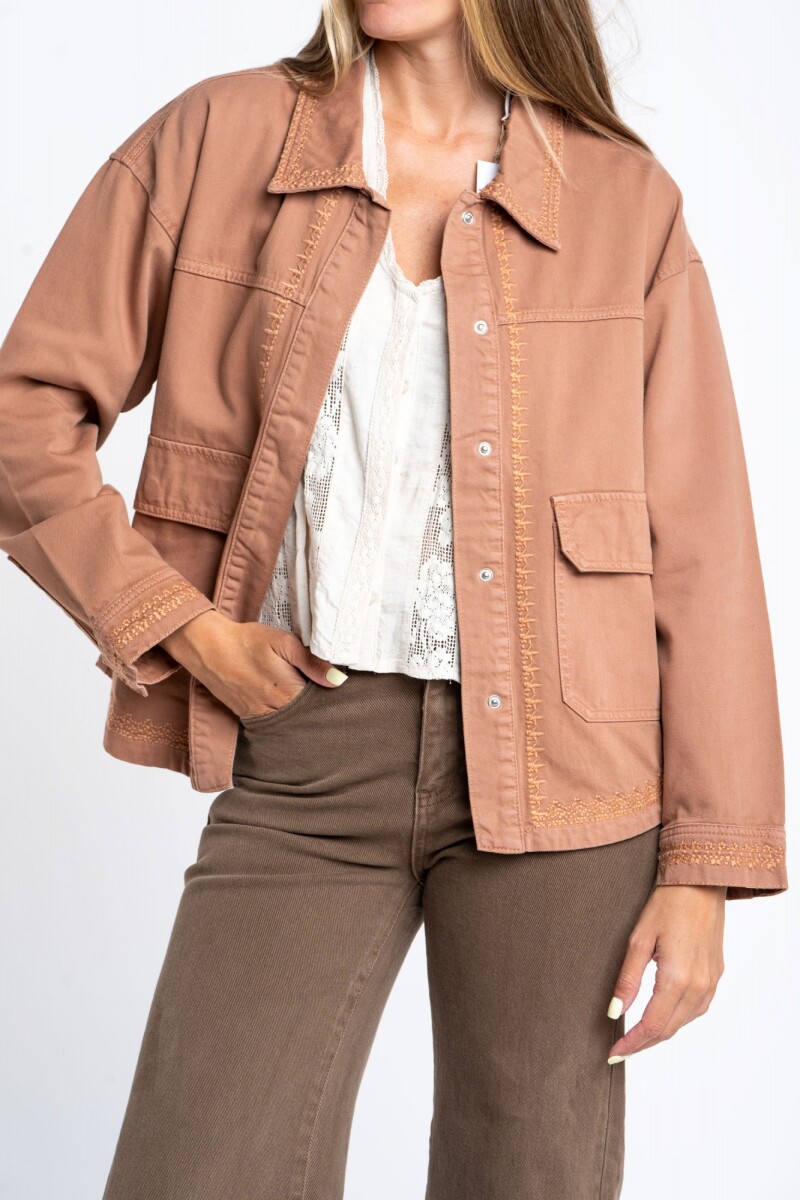 Sobrecamisa Algodón Bordada Mocha