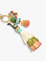 Llavero Charm Pájaro Con Abalorios multicolor