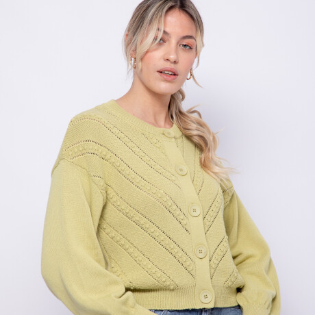 CARDIGAN RIZADO Te Verde